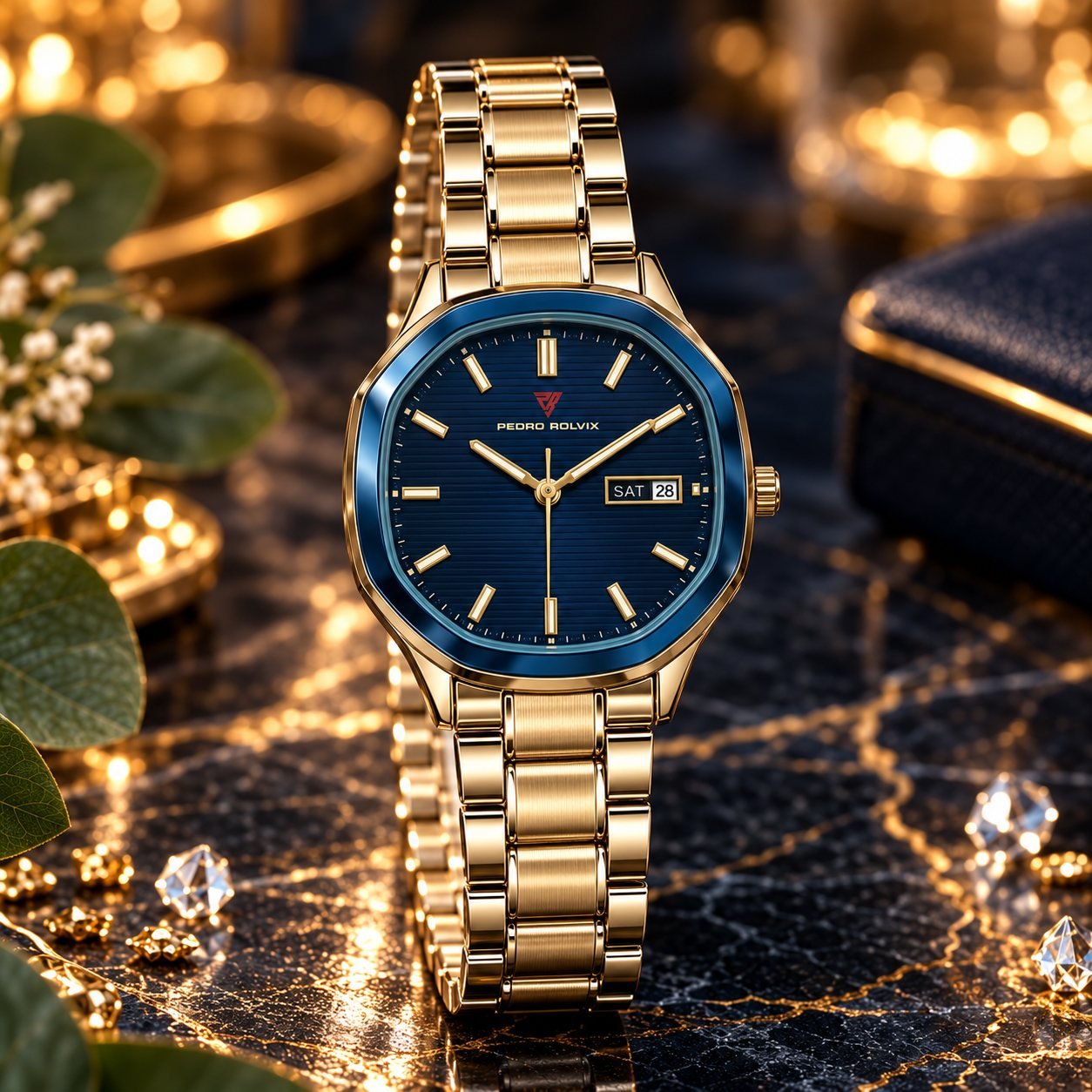 Midnight Luxe - Blue Dial Day-Date Watch